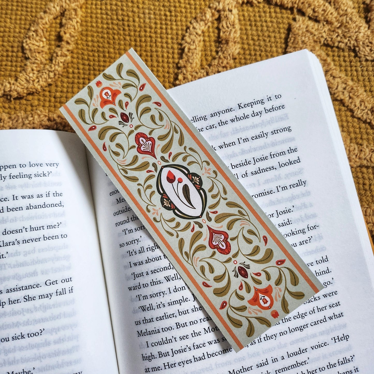 Mint Botanical Pattern Bookmark