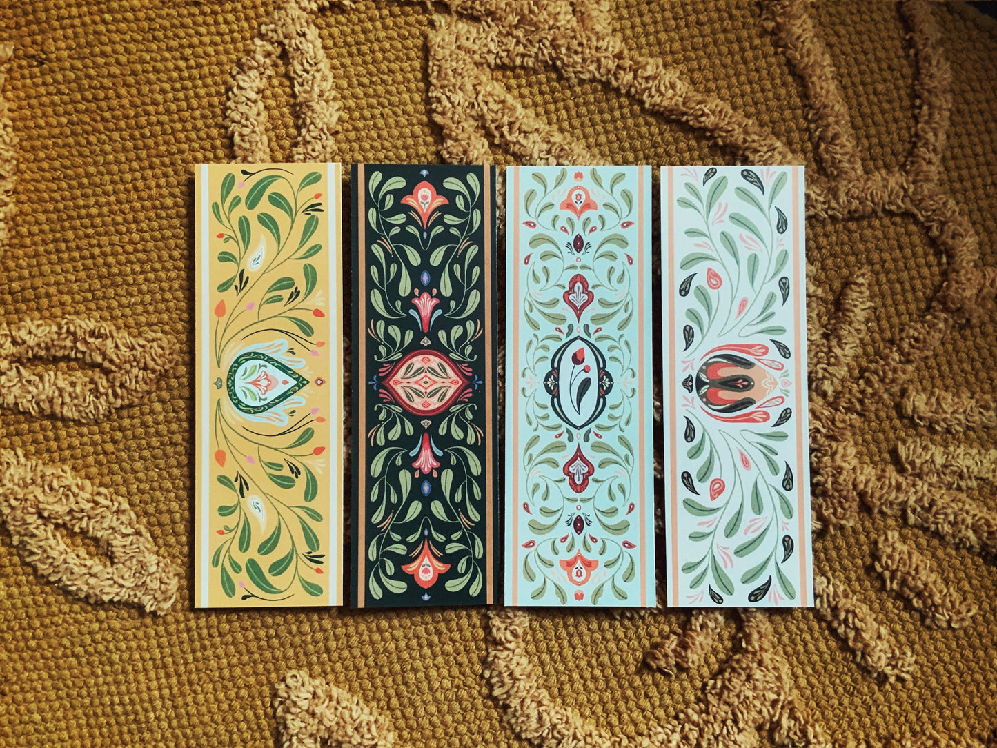 Dark Green Botanical Pattern Bookmark