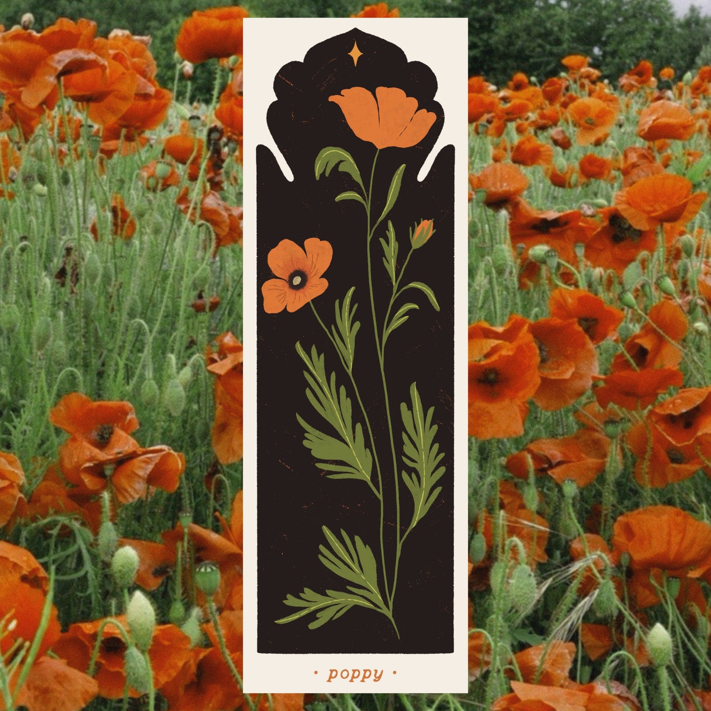 Botanical Poppy Bookmark