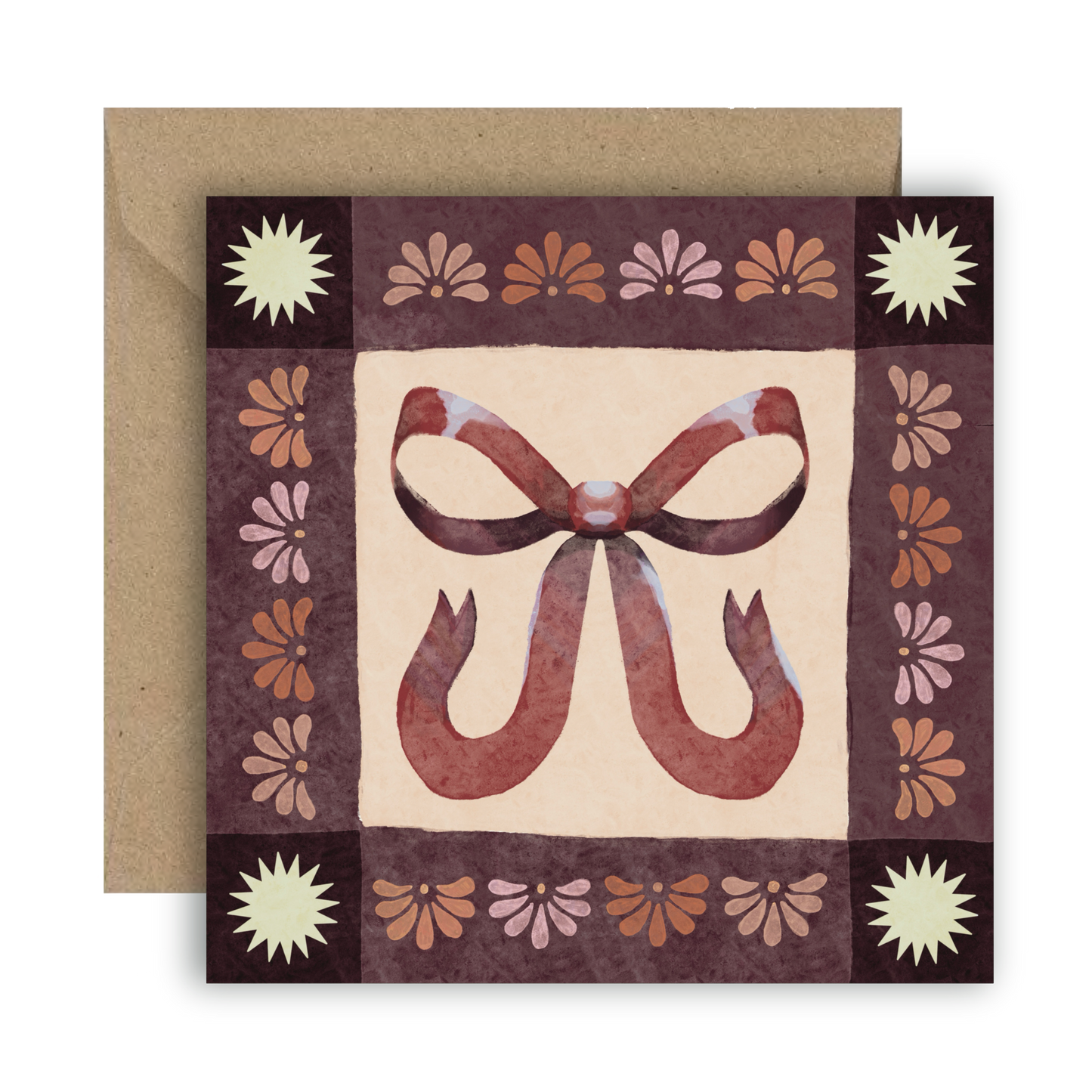 Bow Folk Art Christmas Card