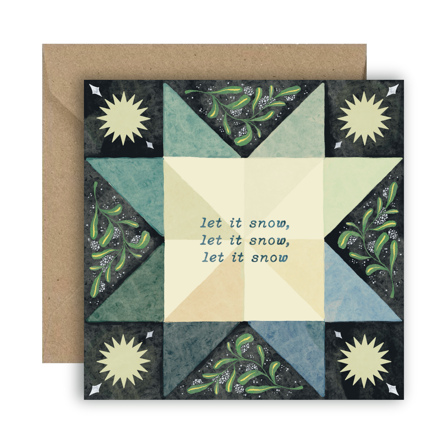 Let It Snow Folk Art Christmas Card