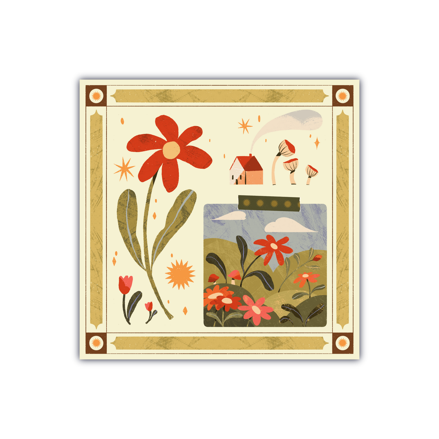 Home in a Field Sticker