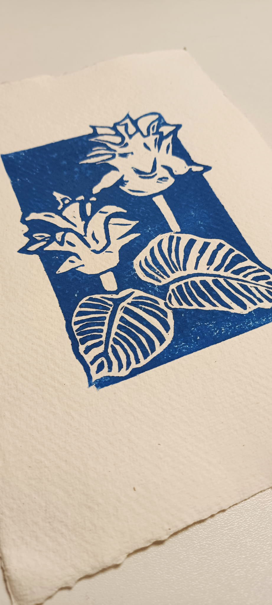 Blue Flower Lino Print
