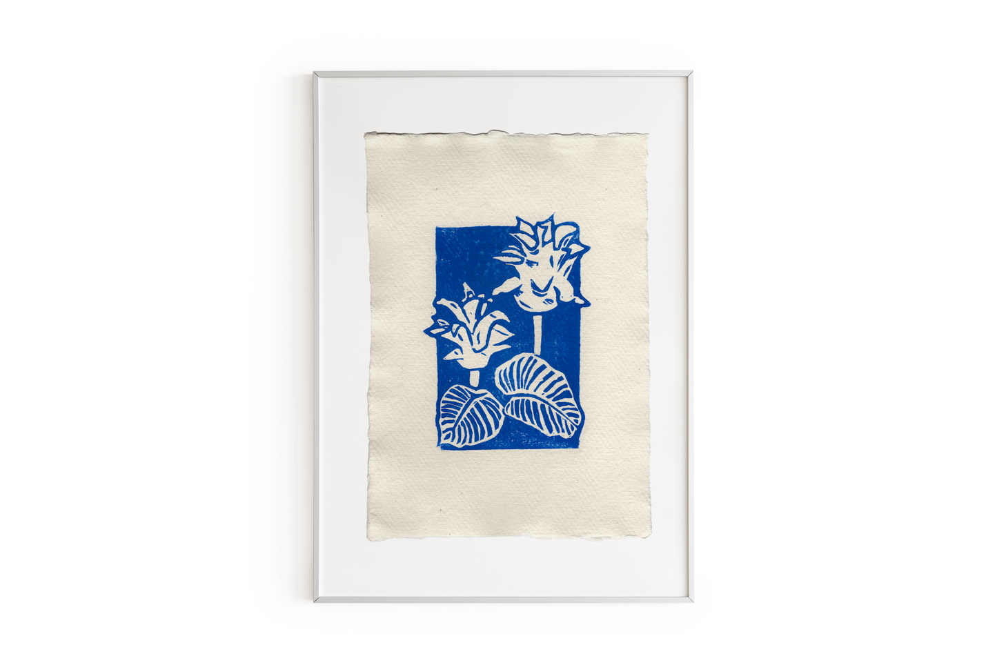 Blue Flower Lino Print