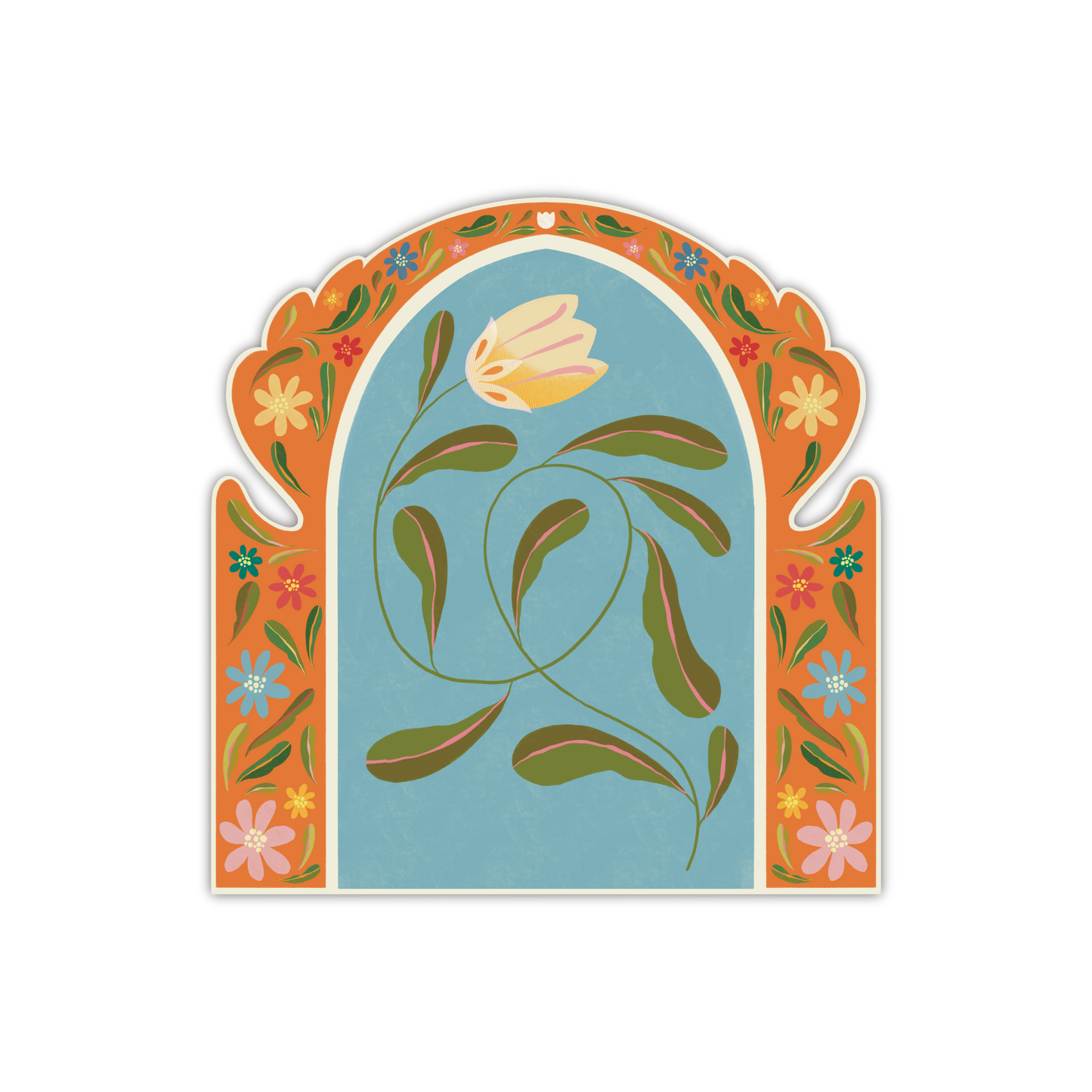 Orange Floral Arch Sticker