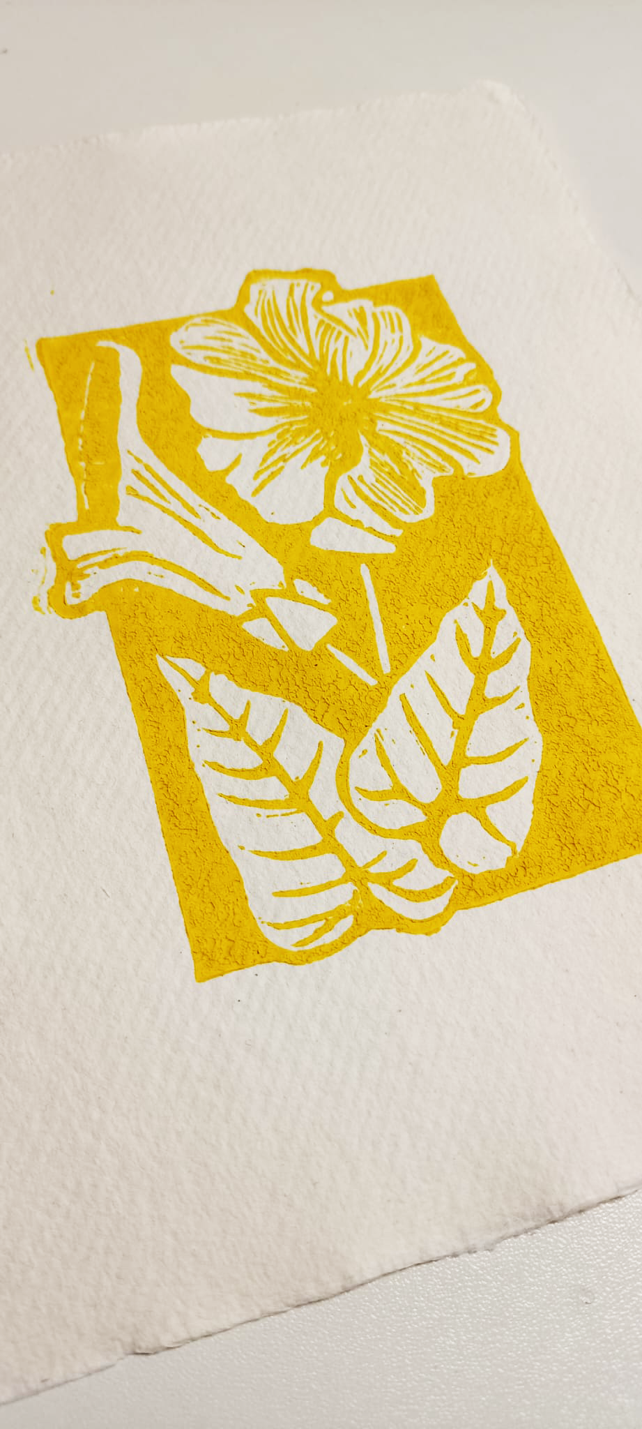 Yellow Flower Lino Print