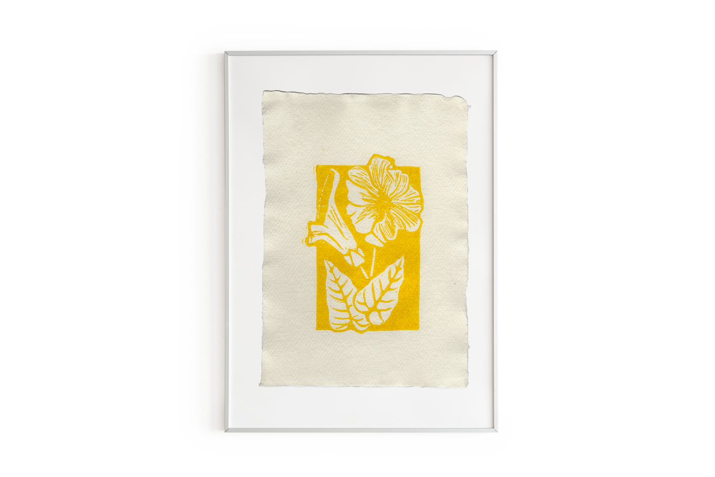 Yellow Flower Lino Print