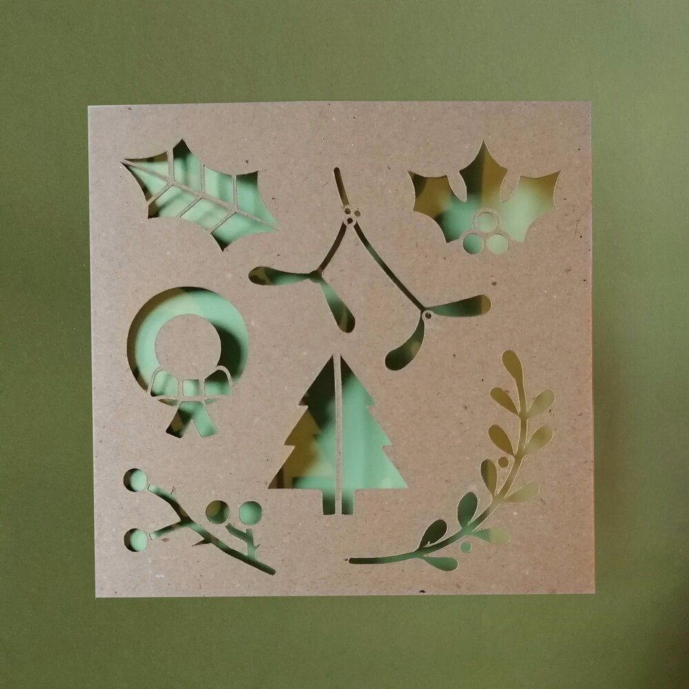 Christmas Plants- Paper Cut Greeting Card