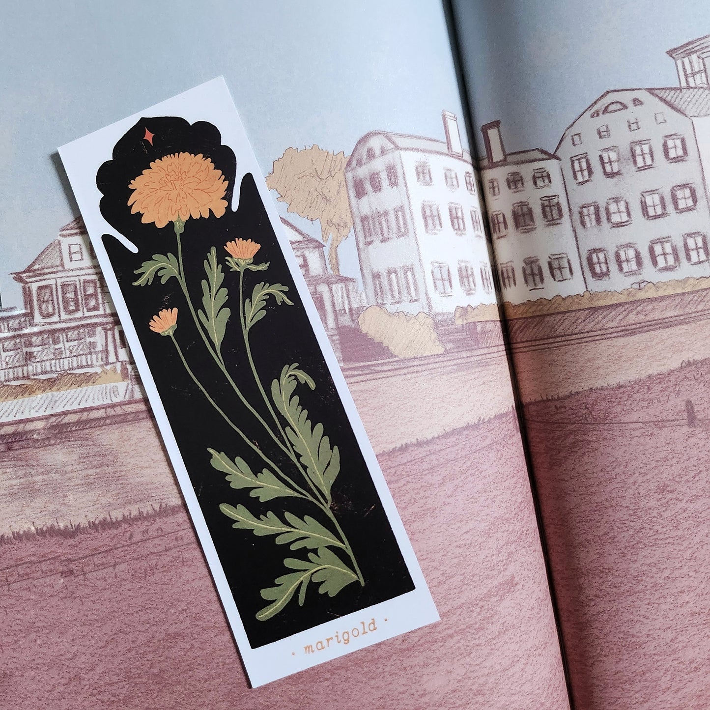 Botanical Marigold Bookmark