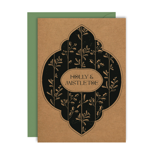 Holly & Mistletoe Kraft Greeting Card