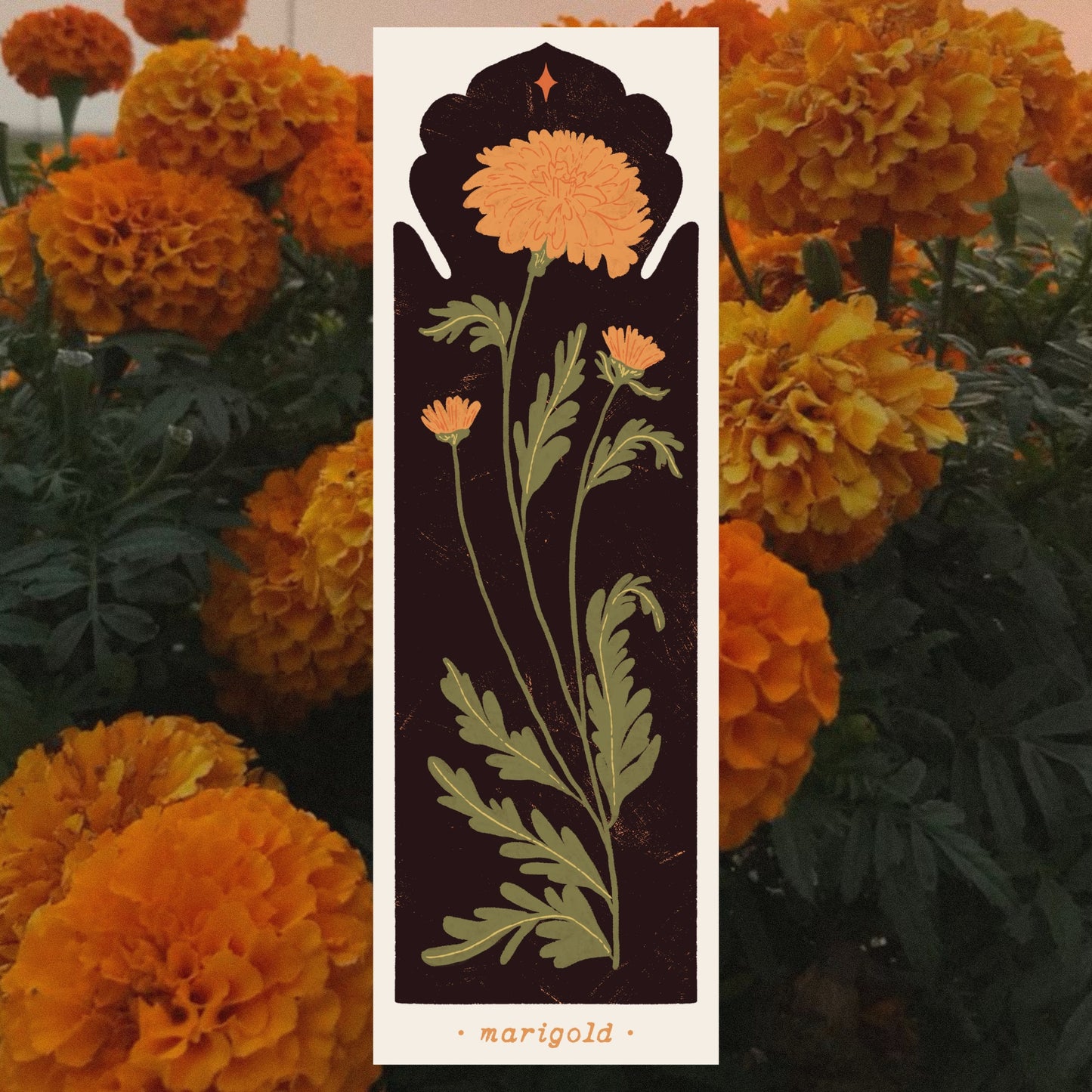 Botanical Marigold Bookmark