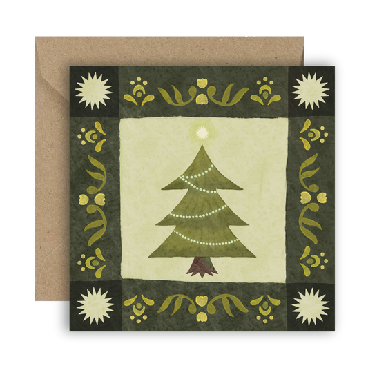 Tree Folk Art Christmas Card