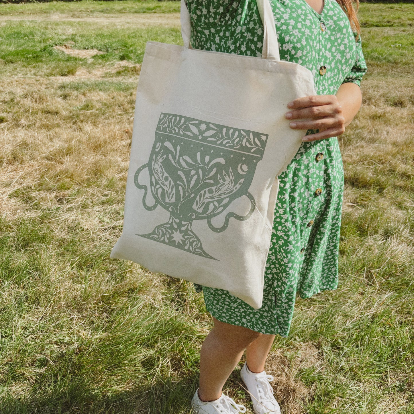 Botanical Pottery - Large Canvas Tote Bag