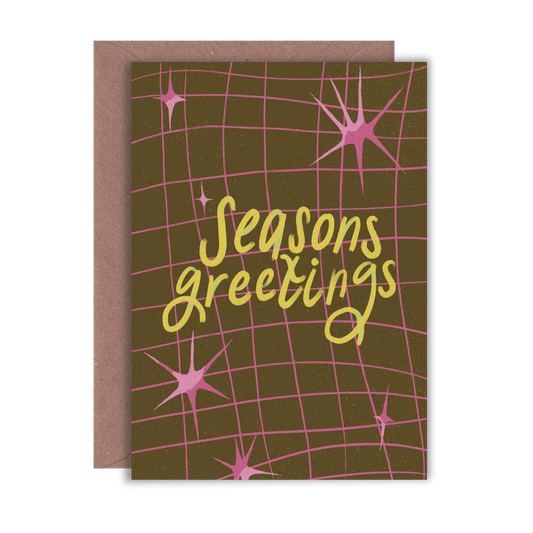 Seasons Greetings - Pink Stars Ver. Greeting Card