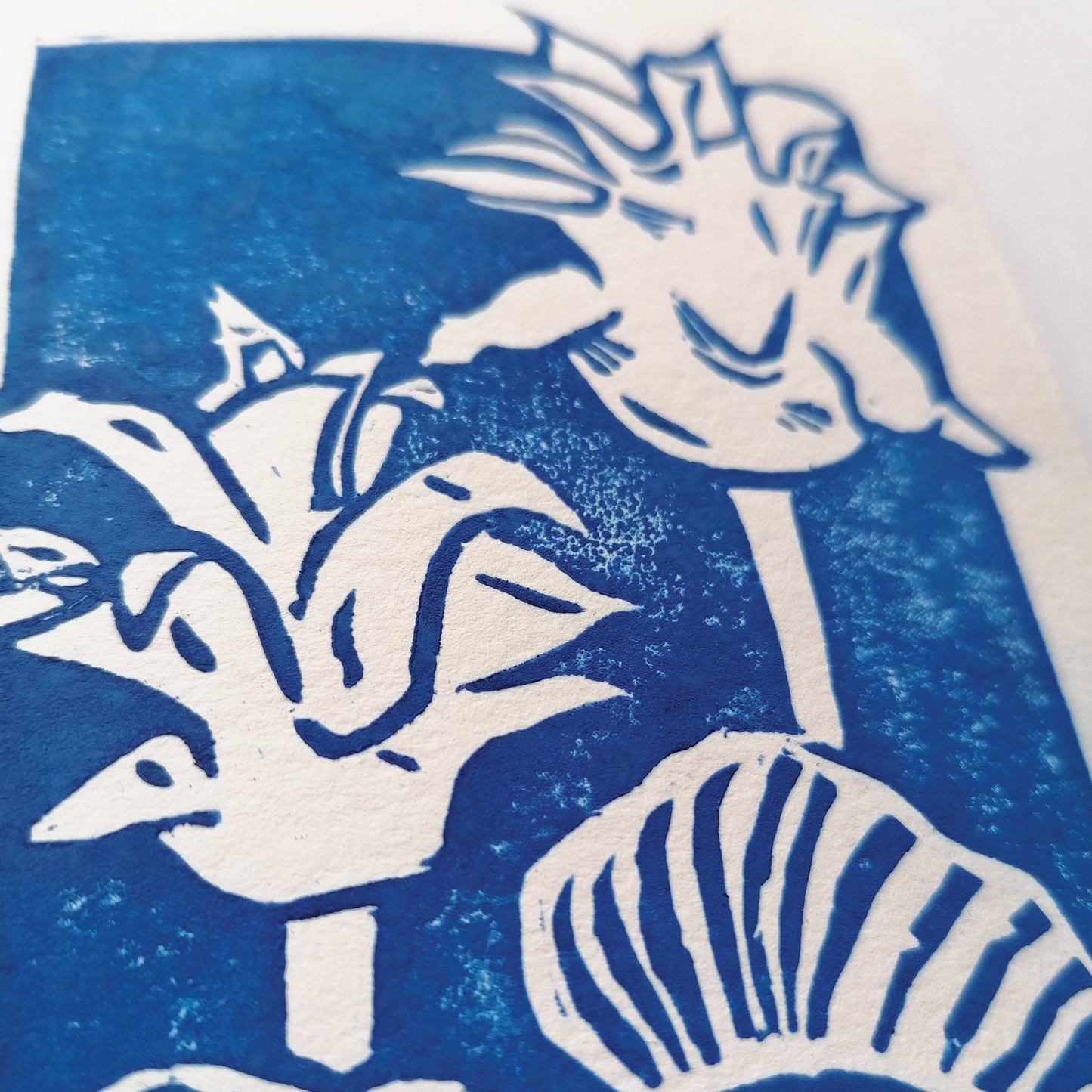 Blue Flower Hand Printed Greeting Card