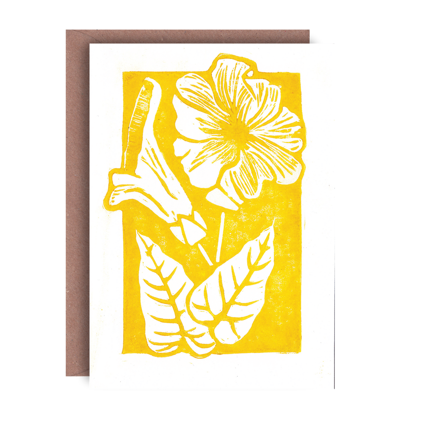 Yellow Flower Hand Printed Greeting Card