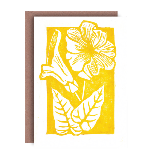 Yellow Flower Hand Printed Greeting Card
