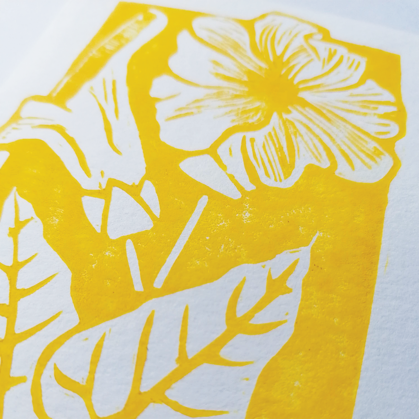 Yellow Flower Hand Printed Greeting Card